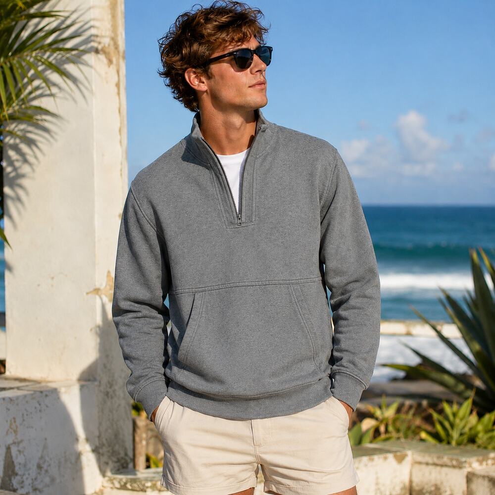Urban Outfitters SZ S Men's Publish Cotton/Spandex 1/4 Zip Gray Sweatshirt NWT